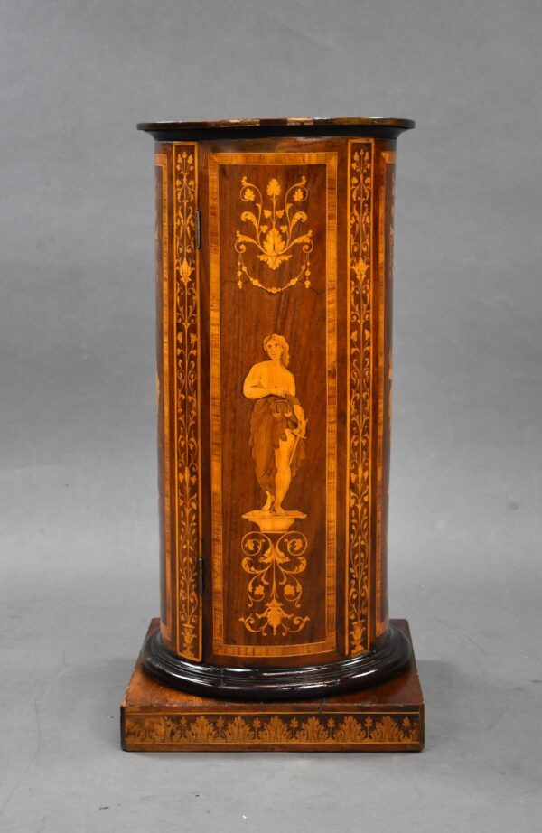 19th Century Italian Marquetry Inlaid Cylindrical Pot Cupboard - Image 7