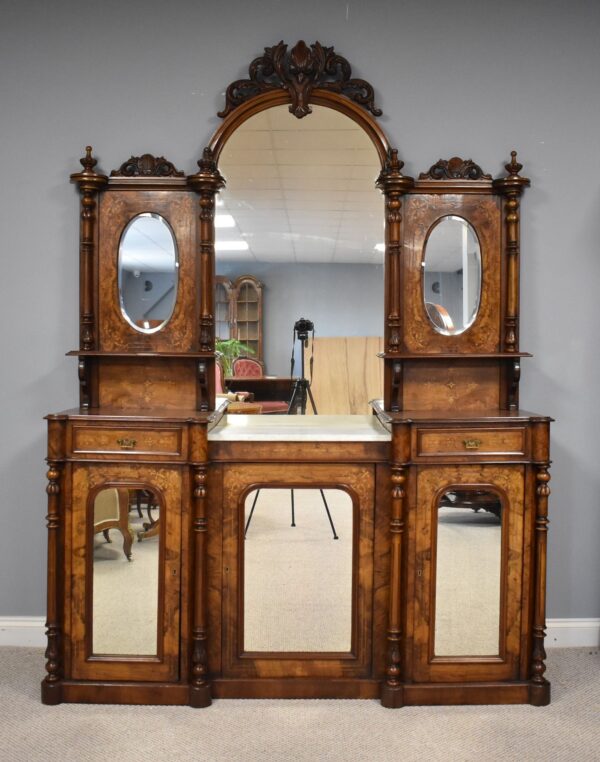 Victorian Walnut Inlaid Mirror Back Sideboard - Image 2