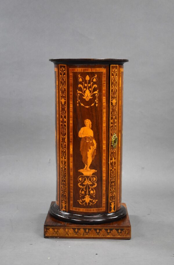 19th Century Italian Marquetry Inlaid Cylindrical Pot Cupboard - Image 4