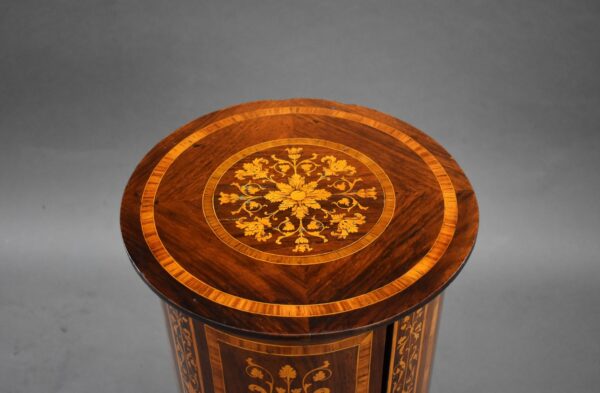 19th Century Italian Marquetry Inlaid Cylindrical Pot Cupboard - Image 3