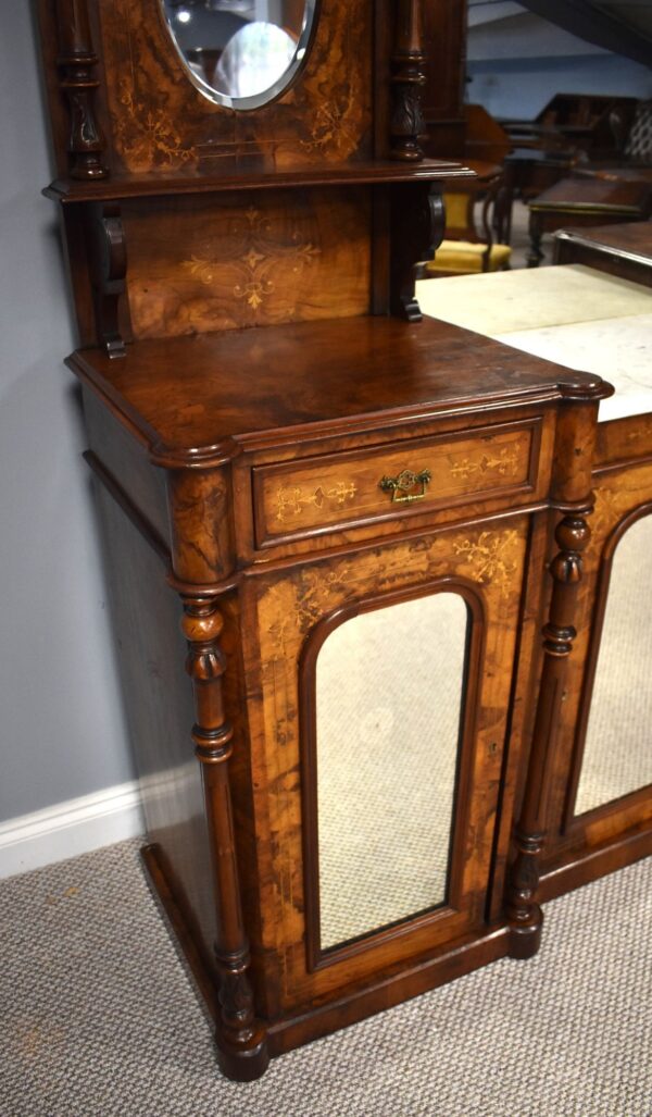 Victorian Walnut Inlaid Mirror Back Sideboard - Image 6