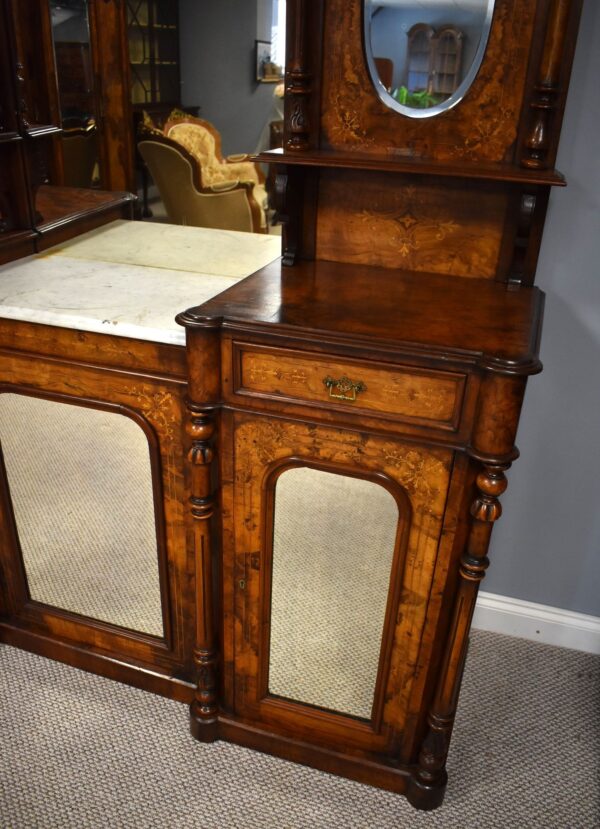 Victorian Walnut Inlaid Mirror Back Sideboard - Image 8