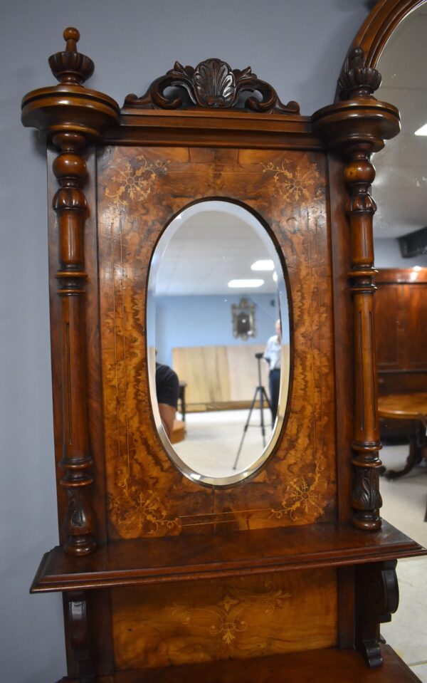 Victorian Walnut Inlaid Mirror Back Sideboard - Image 4