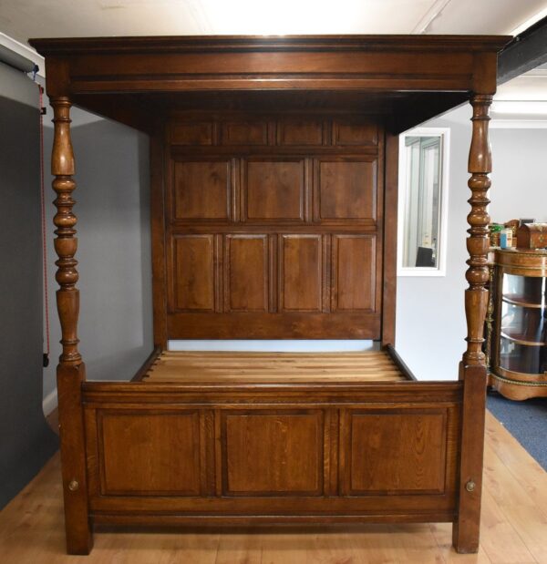 Solid Oak Kingsize Four Poster Bed - Image 6