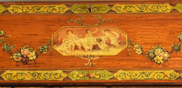 Edwardian Hand Painted Satinwood Bureau - Image 11