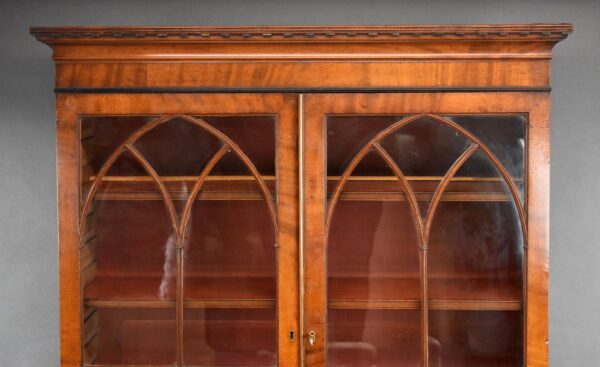 George III Mahogany Brass Inlaid Secretaire Bookcase - Image 10