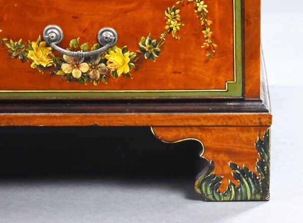 Edwardian Hand Painted Satinwood Bureau - Image 6