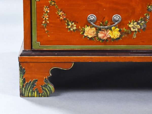 Edwardian Hand Painted Satinwood Bureau - Image 5