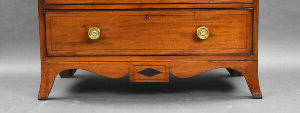 George III Mahogany Brass Inlaid Secretaire Bookcase - Image 4