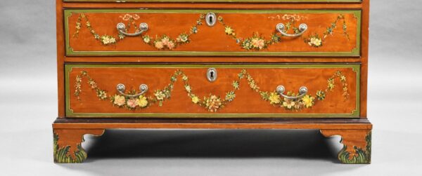 Edwardian Hand Painted Satinwood Bureau - Image 2