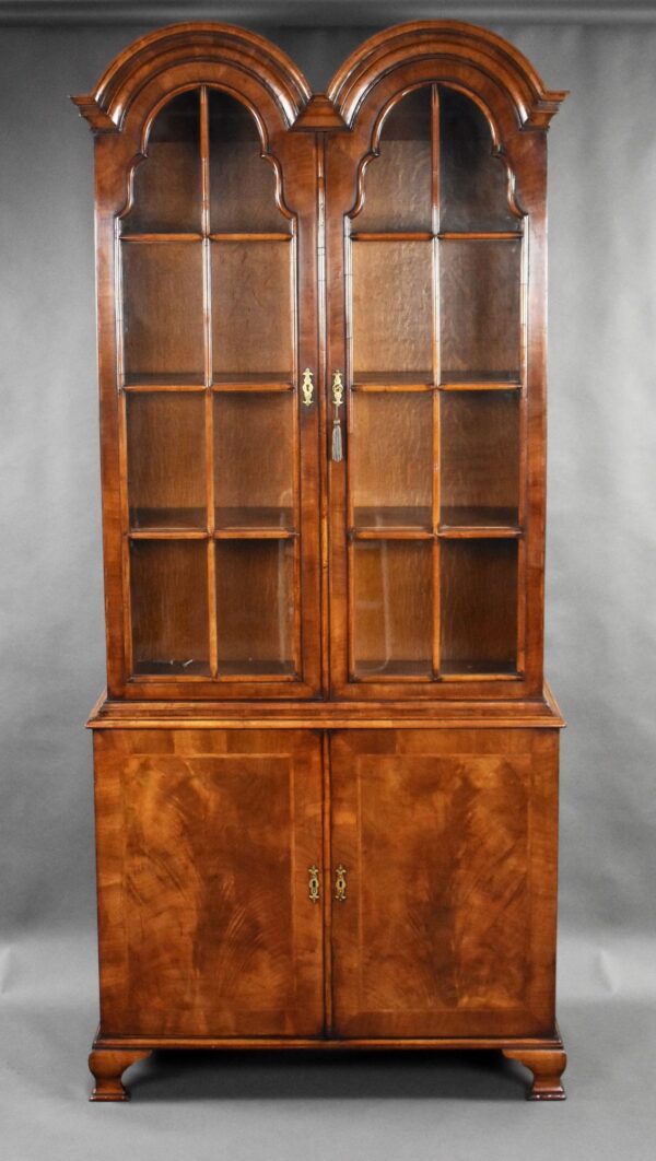 Antique Burr Walnut Queen Anne Style Bookcase