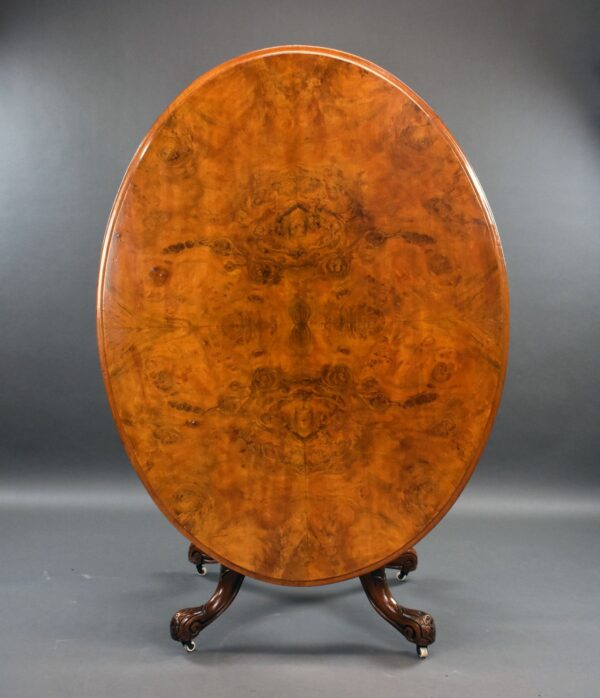 Victorian Burr Walnut Oval Loo Table