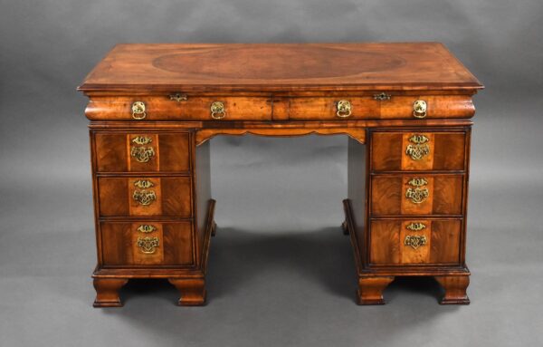 Antique Figured Walnut Pedestal Desk