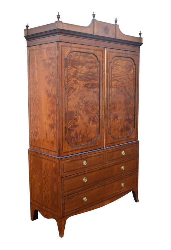 19th Century Satinwood Linen Press