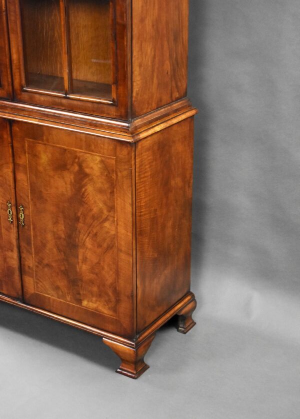 Antique Burr Walnut Queen Anne Style Bookcase - Image 4