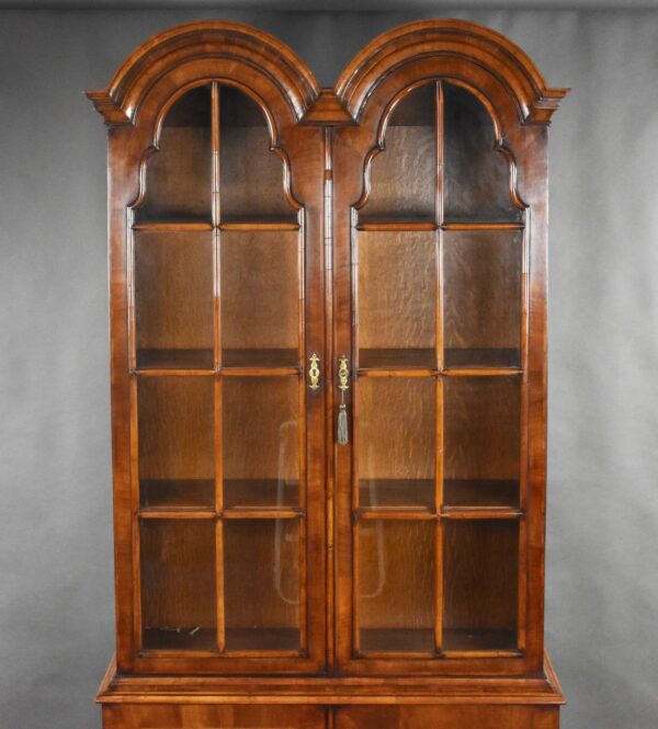 Antique Burr Walnut Queen Anne Style Bookcase - Image 4