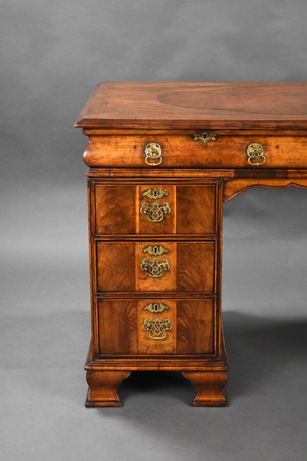 Antique Figured Walnut Pedestal Desk - Image 3