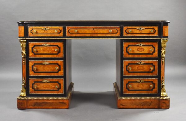 Fine Victorian Burr Walnut Pedestal Desk - Image 6