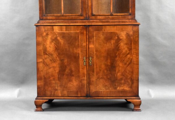 Antique Burr Walnut Queen Anne Style Bookcase - Image 3