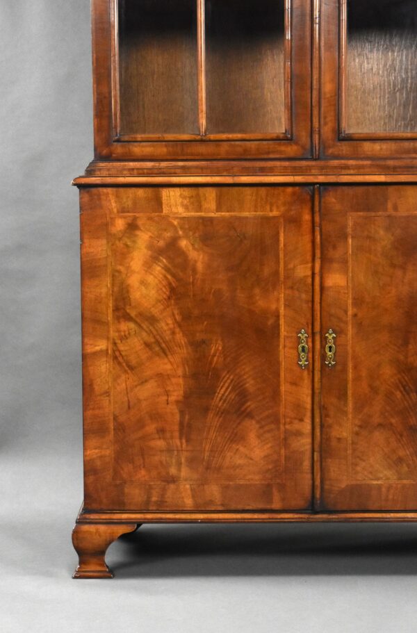 Antique Burr Walnut Queen Anne Style Bookcase - Image 2