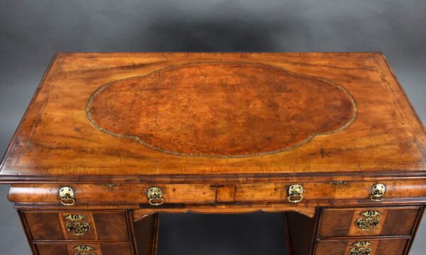 Antique Figured Walnut Pedestal Desk - Image 6