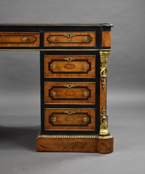 Fine Victorian Burr Walnut Pedestal Desk - Image 2