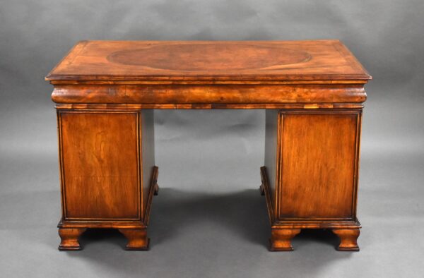 Antique Figured Walnut Pedestal Desk - Image 5