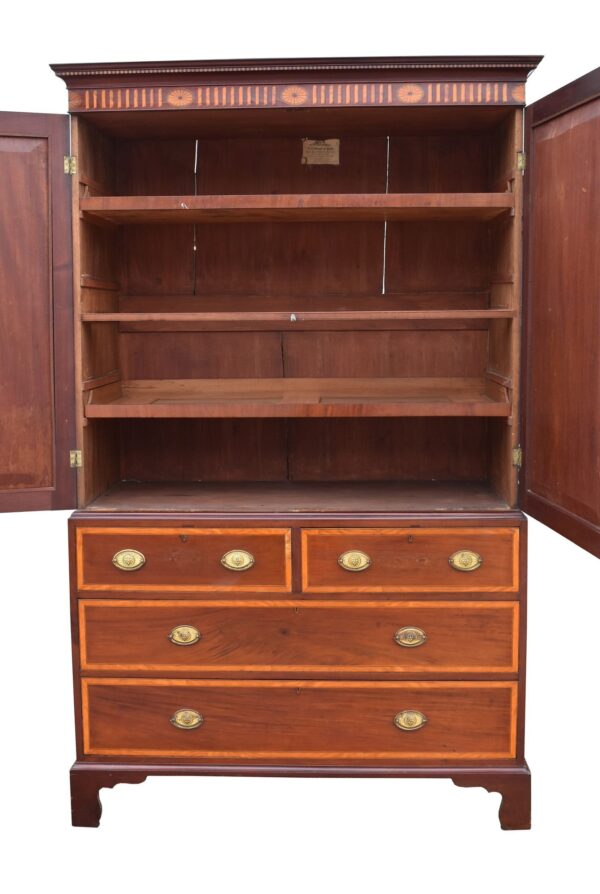 Irish Sheraton Style Inlaid Mahogany Linen Press - Image 6