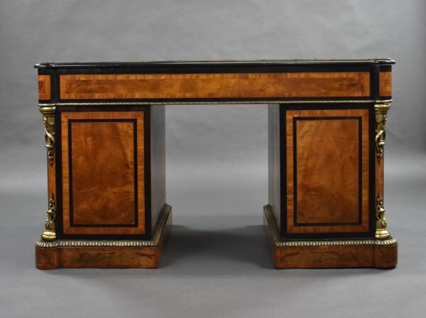 Fine Victorian Burr Walnut Pedestal Desk - Image 5