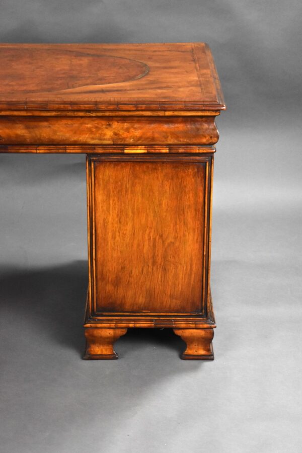 Antique Figured Walnut Pedestal Desk - Image 4