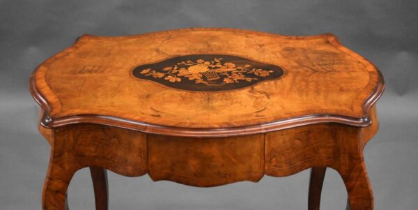 Victorian Walnut Marquetry Centre Table - Image 4