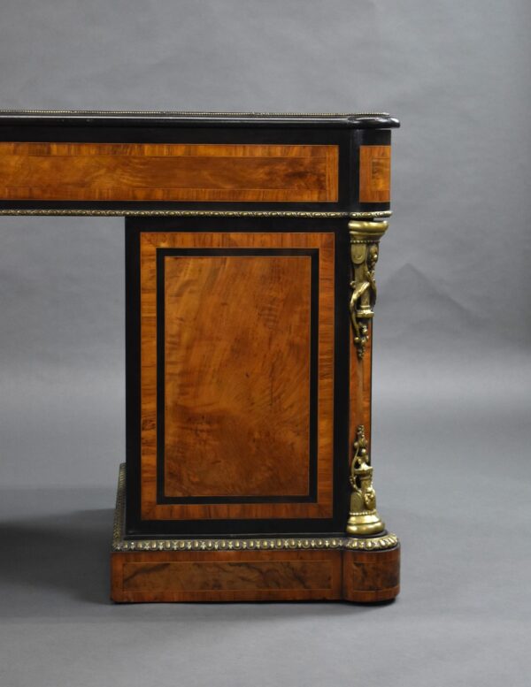 Fine Victorian Burr Walnut Pedestal Desk - Image 4