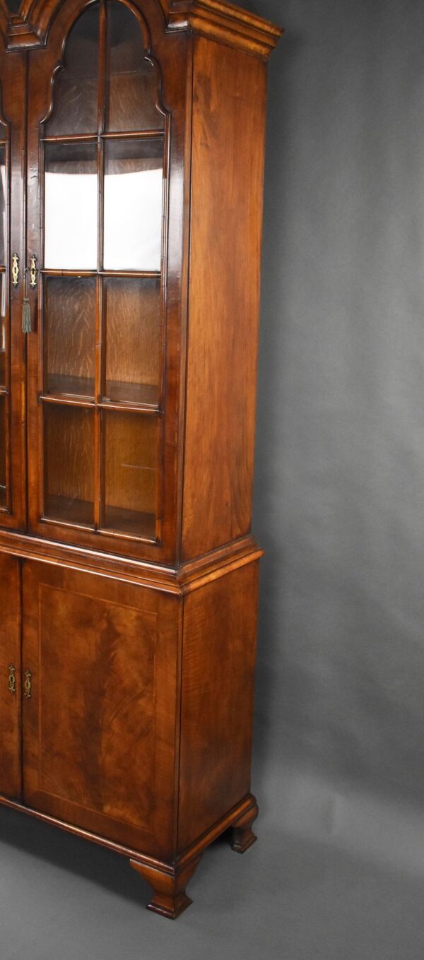 Antique Burr Walnut Queen Anne Style Bookcase - Image 6