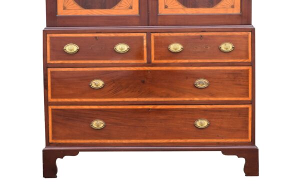 Irish Sheraton Style Inlaid Mahogany Linen Press - Image 4