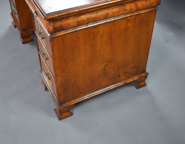 Antique Figured Walnut Pedestal Desk - Image 2