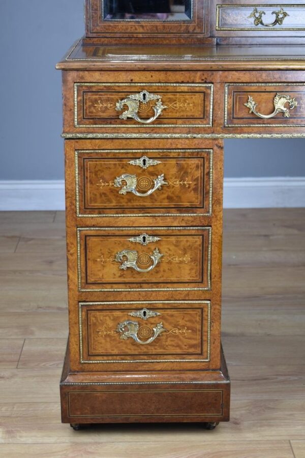 19th Century Victorian Amboyna Pedestal Desk - Image 16