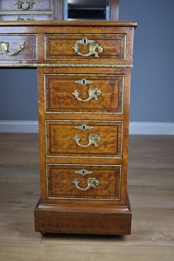 19th Century Victorian Amboyna Pedestal Desk - Image 20