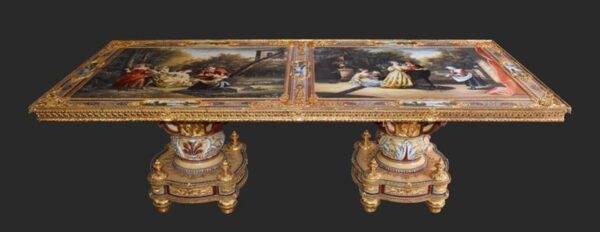 20th Century Italian Hand Painted Porcelain Majolica And Glass Table - Image 2