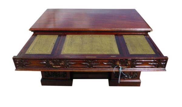 19th Century Victorian Carved Mahogany Desk - Image 5