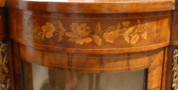 19th Century English Victorian Figured Walnut And Marquetry Credenza - Image 5