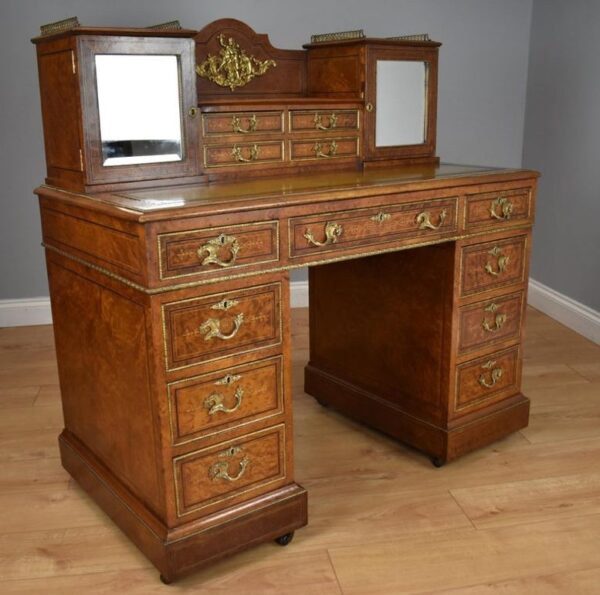 19th Century Victorian Amboyna Pedestal Desk - Image 6