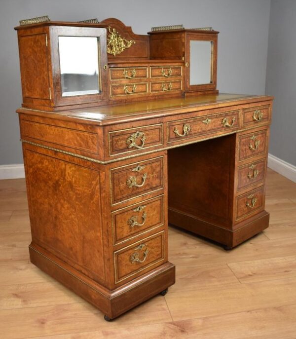 19th Century Victorian Amboyna Pedestal Desk - Image 7