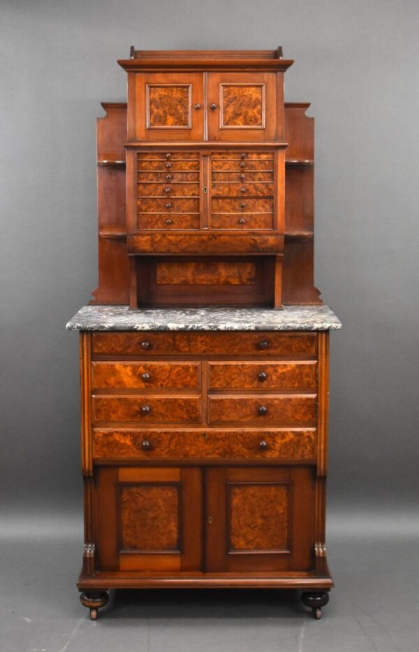 Victorian Burr Walnut Dentist Cabinet