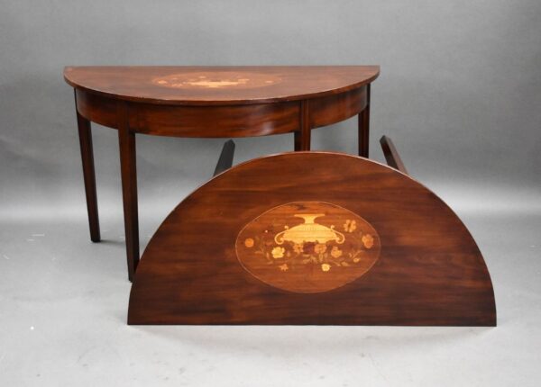 Pair of George III Mahogany Inlaid Console Tables