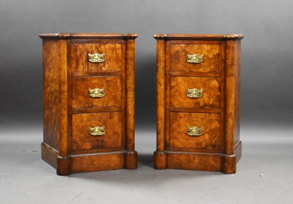 Pair of Victorian Burr Walnut Bedside Chests
