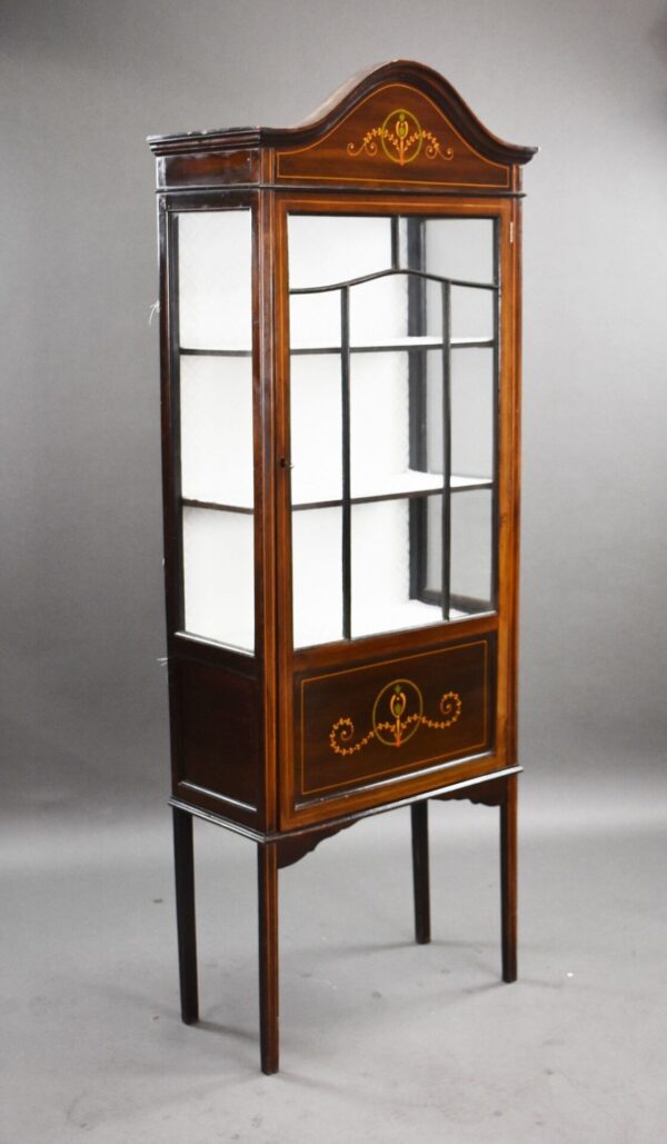 Edwardian Mahogany Hand Painted China Cabinet