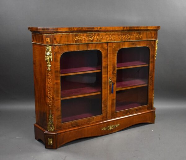 Victorian Inlaid Walnut Pier/Display Cabinet