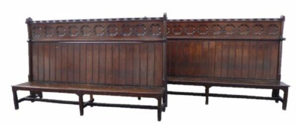 Pair of Victorian Gothic Revival Benches