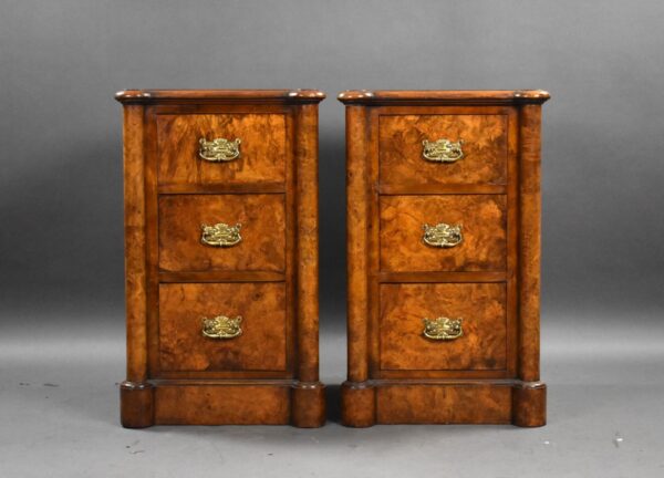 Pair of Victorian Burr Walnut Bedside Chests - Image 2
