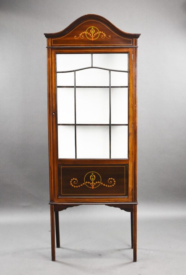 Edwardian Mahogany Hand Painted China Cabinet - Image 2